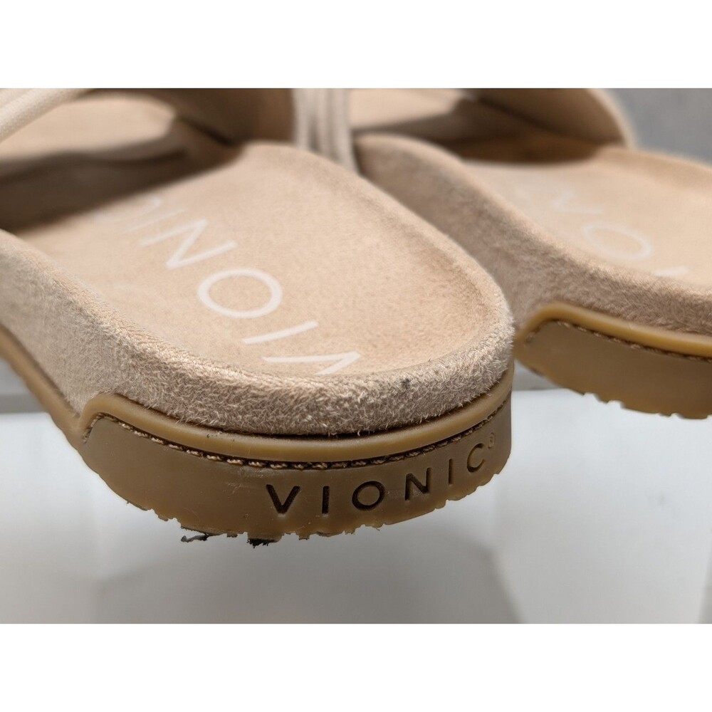 VIONIC Women's Size 8 Evie Knit Slide Sandals Stretch Comfort Arch Support Cream - Picture 6 of 8